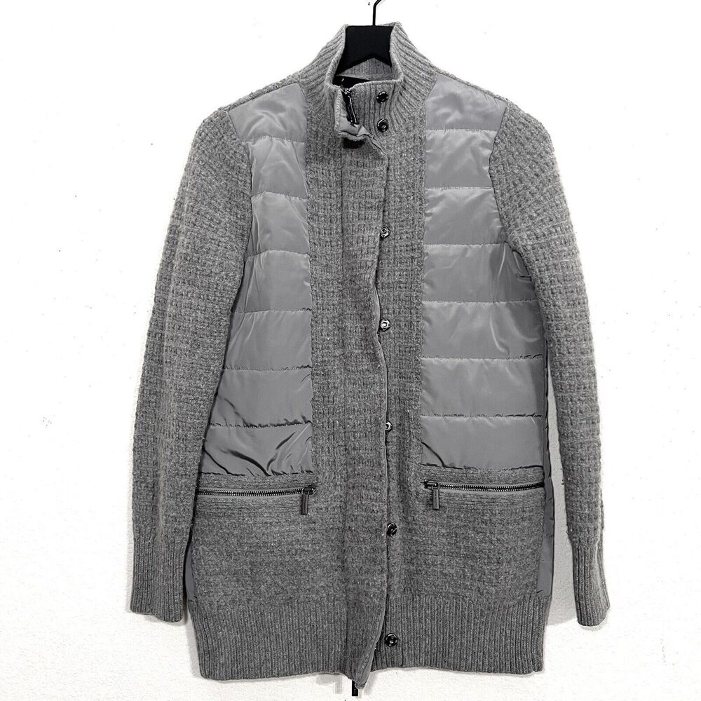 Armani Exchange Womens Wool Quilted Sweater Jacket Size XS Grey